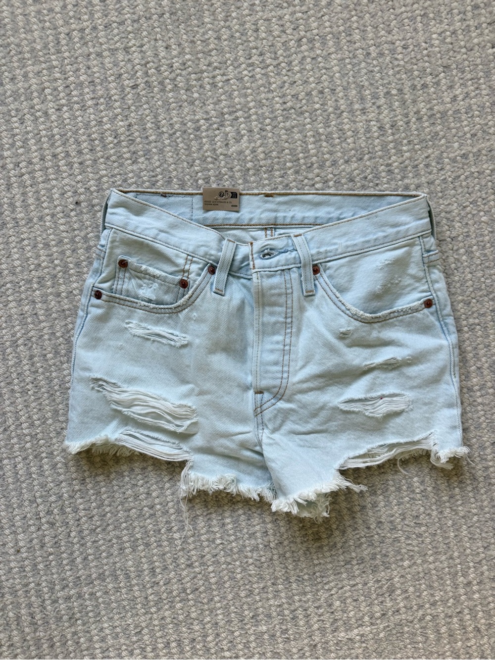 Levi's Light Blue Distressed Denim Cutoff Shorts